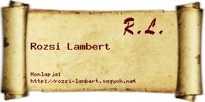 Rozsi Lambert névjegykártya